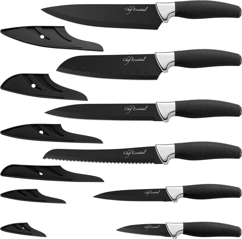Chef Essential 6 Piece Knife Set With Matching Sheaths, Black - Image 3